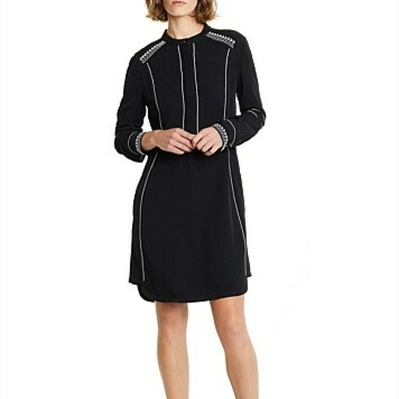 COUNTRY ROAD Embroidered Black Long Sleeve Shirt Dress - Picture 8 of 16